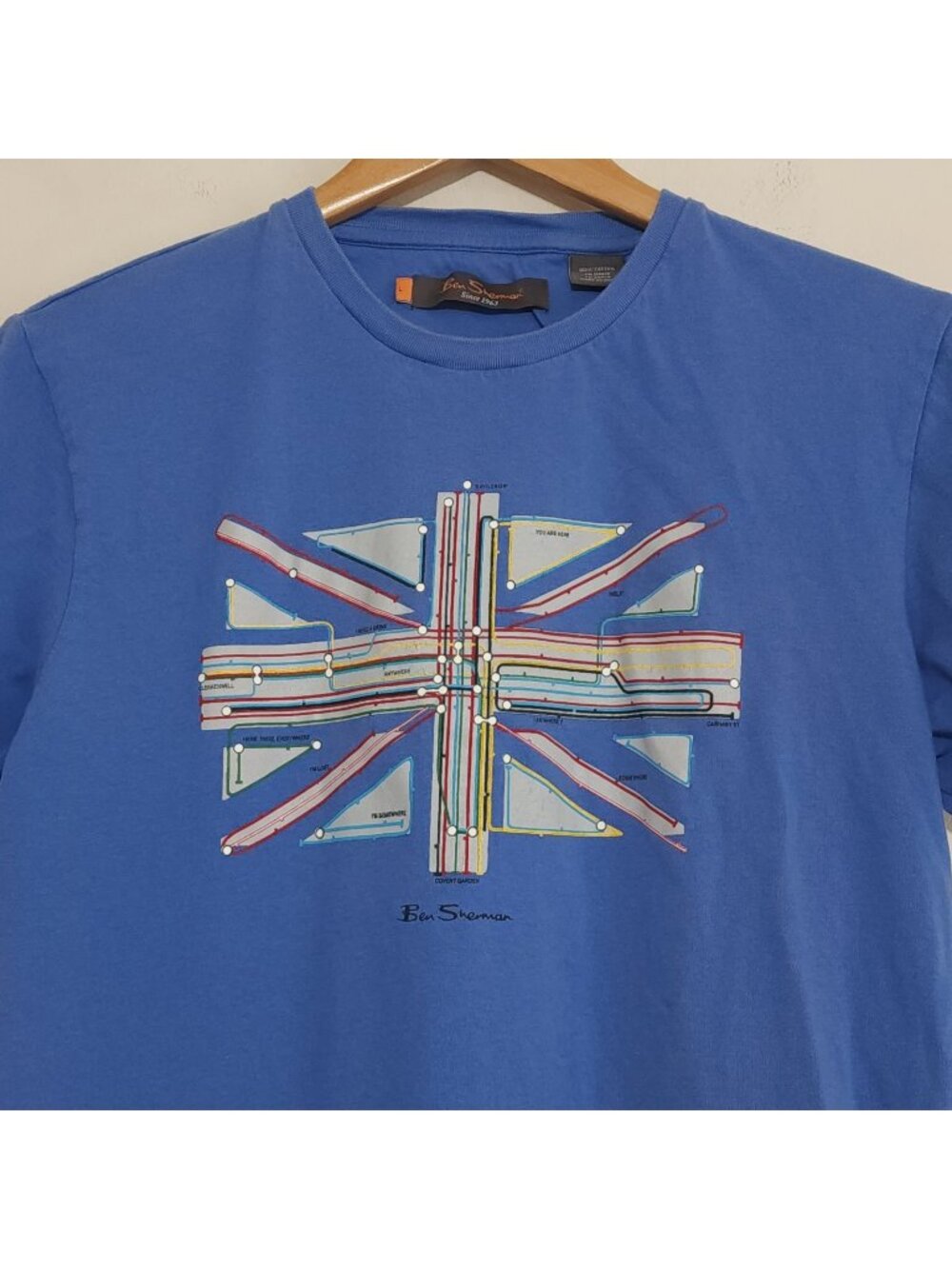 Ben Sherman Underground London Tube Map Shirt Blue Large